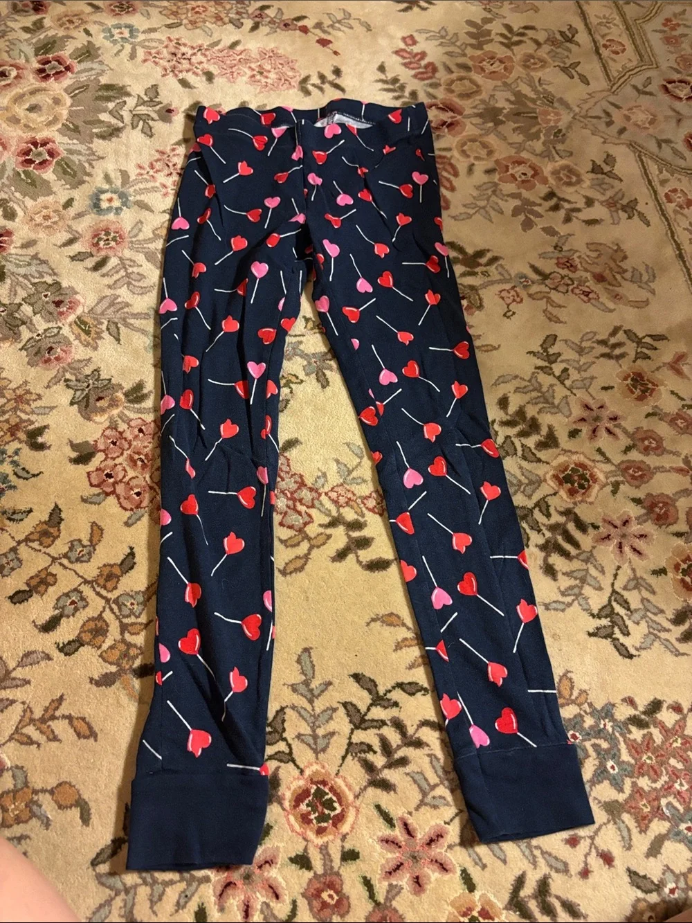 Old Navy Navy Pajama Set with Red and Pink Heart Lollipops